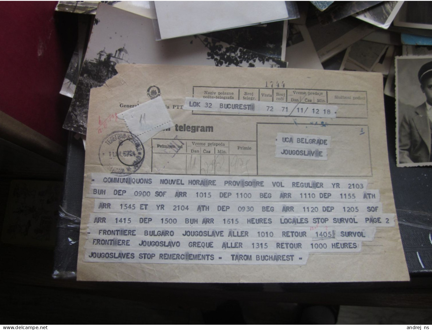 Telegram Beograd To Bucuresti  1957 - Briefe U. Dokumente