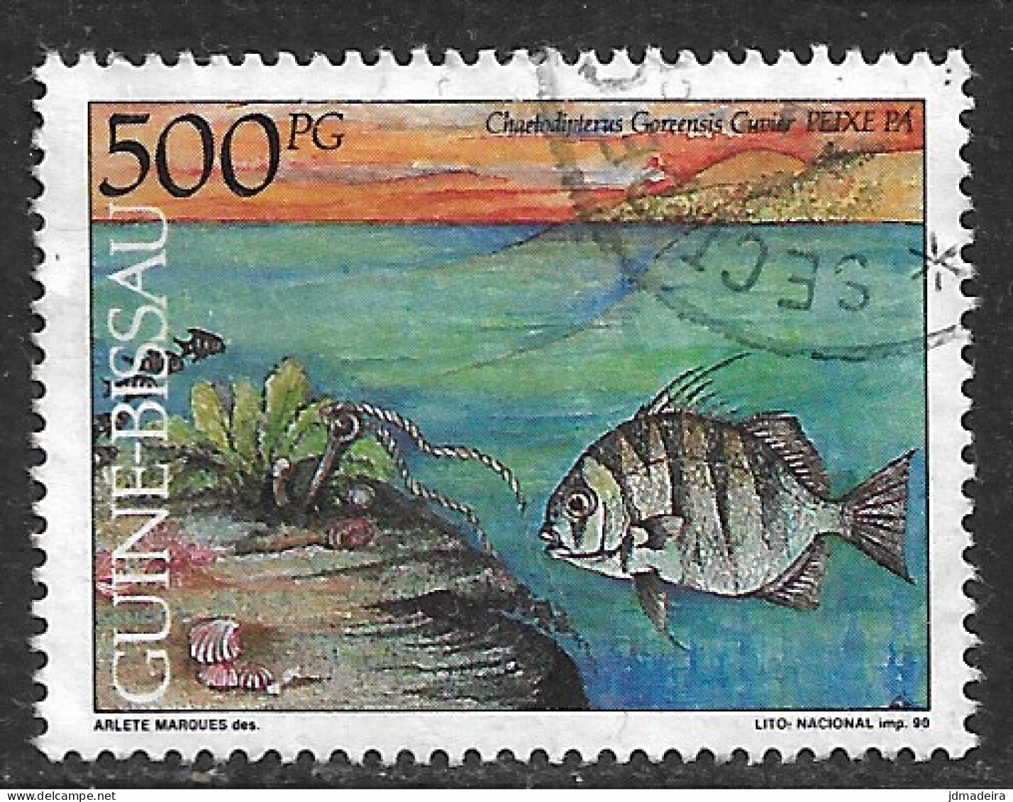 GUINE BISSAU – 1991 Ocean Fish 500PG Used Stamp - Guinea-Bissau