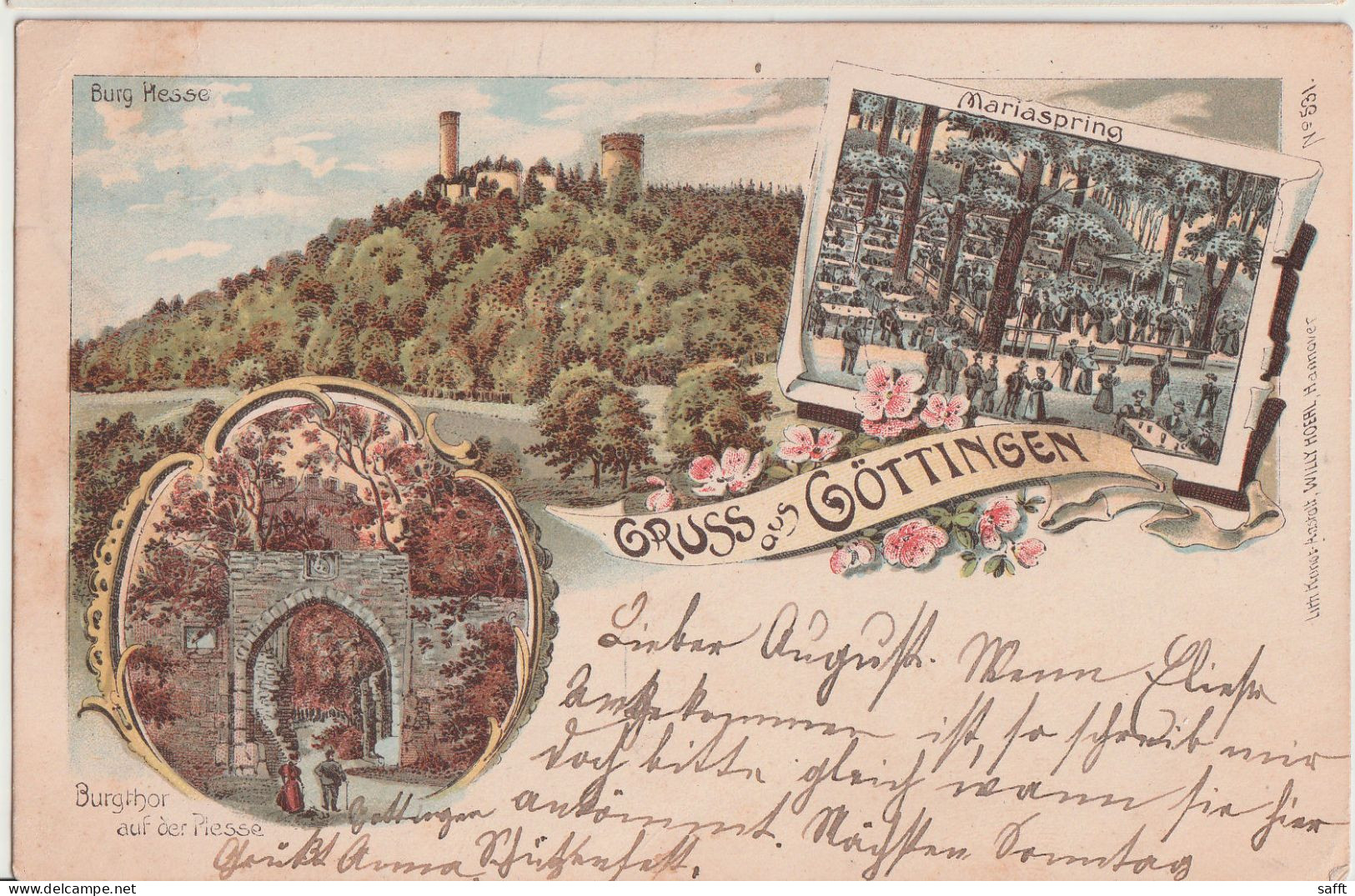 Litho Göttingen, Burg Plesse Und Mariaspring 1899 - Goettingen