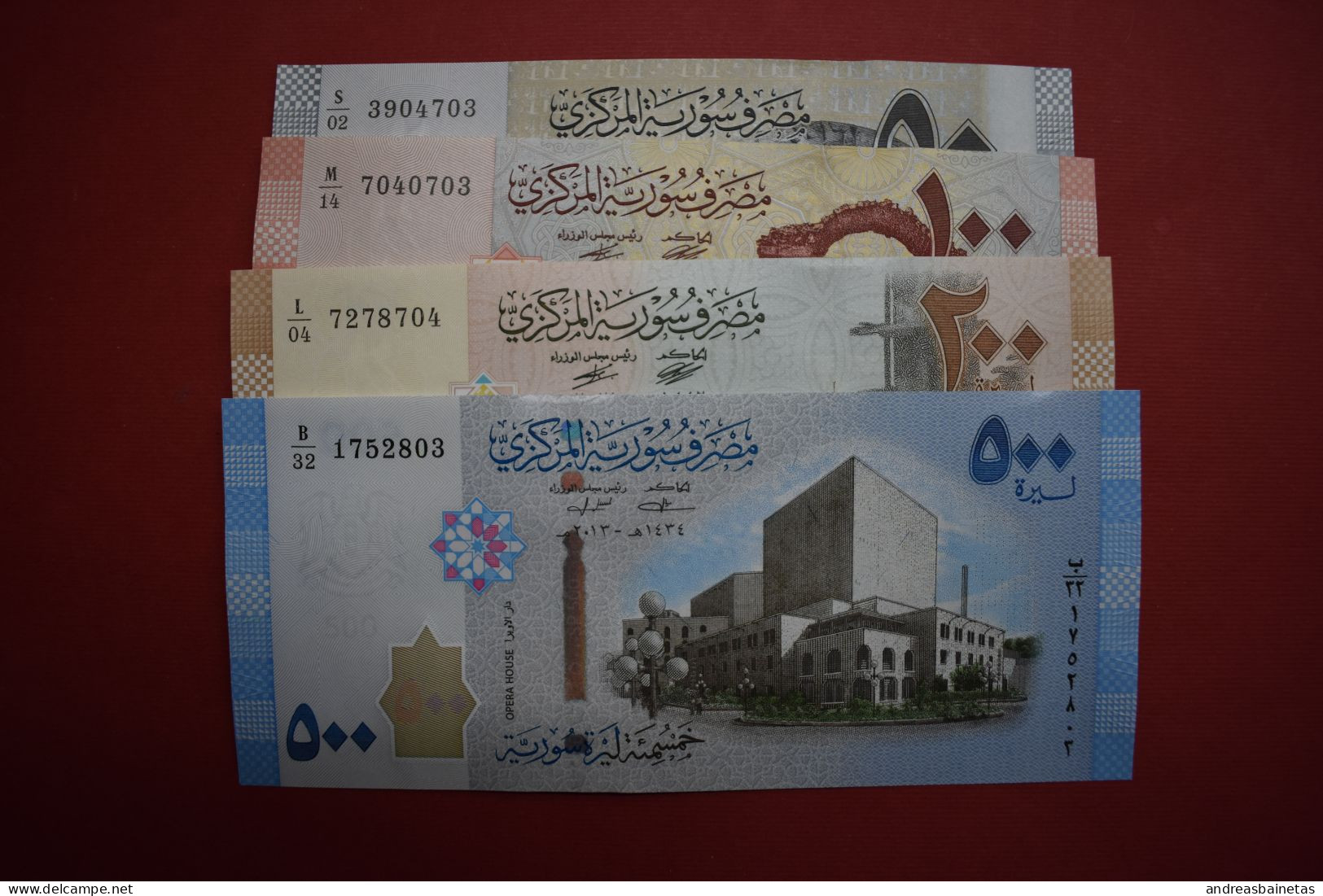 Banknotes  Syria 500 200 100 50 Pounds  UNC - Siria