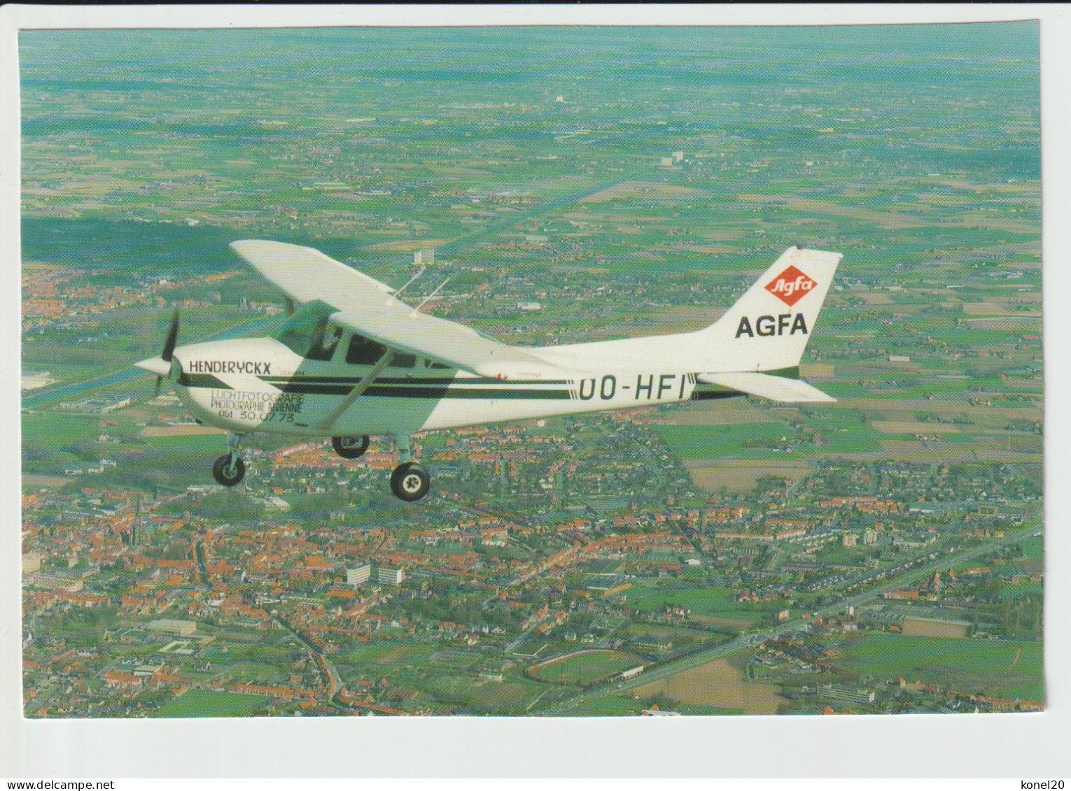 Vintage Promotioncard Belgian Cessna 172N C/N 72136 Aircraft AGFA Luchtfotografie - 1919-1938: Between Wars