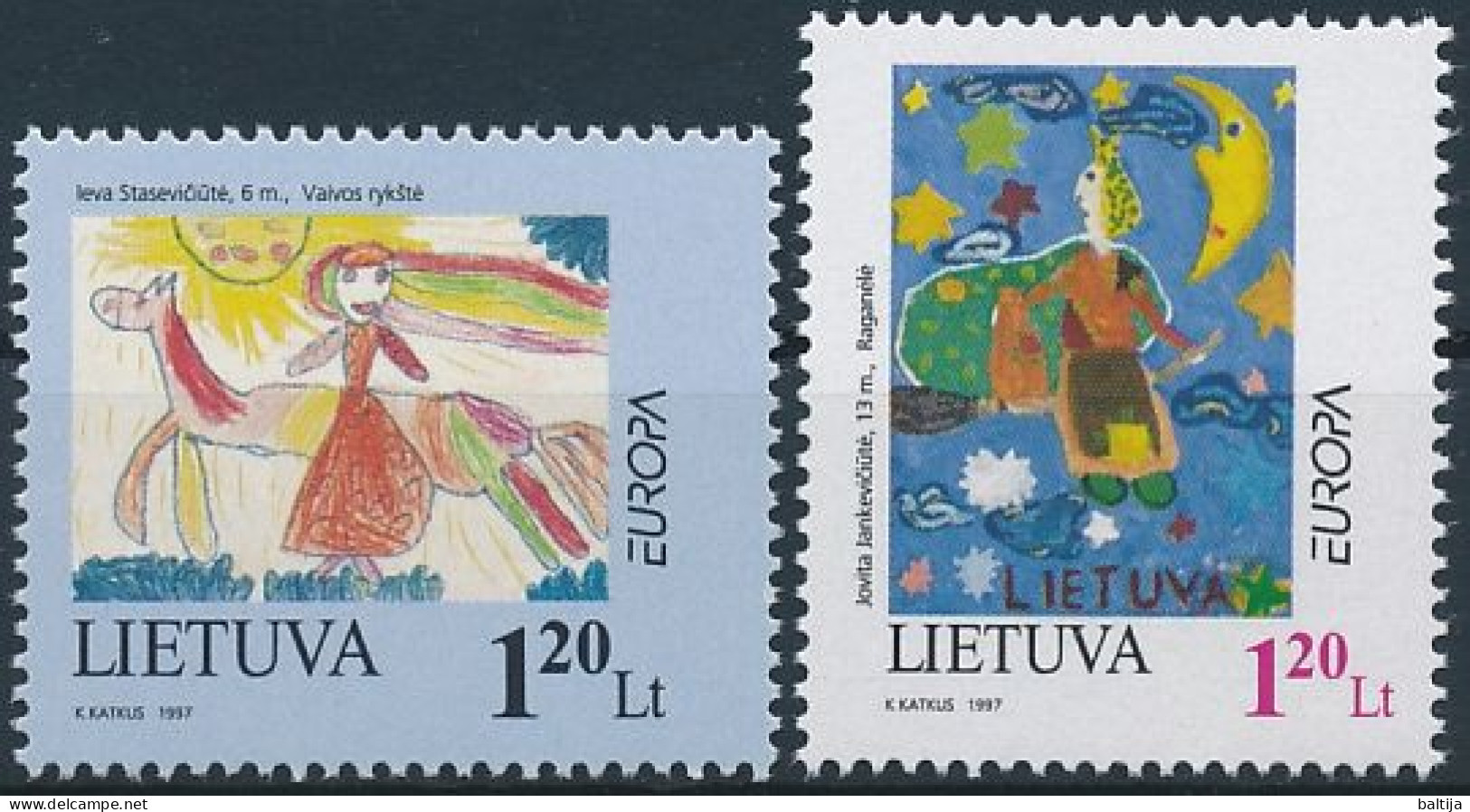 Mi 636-637 ** MNH / CEPT, Europa, Myths And Legends, Children's Drawings - Lituania