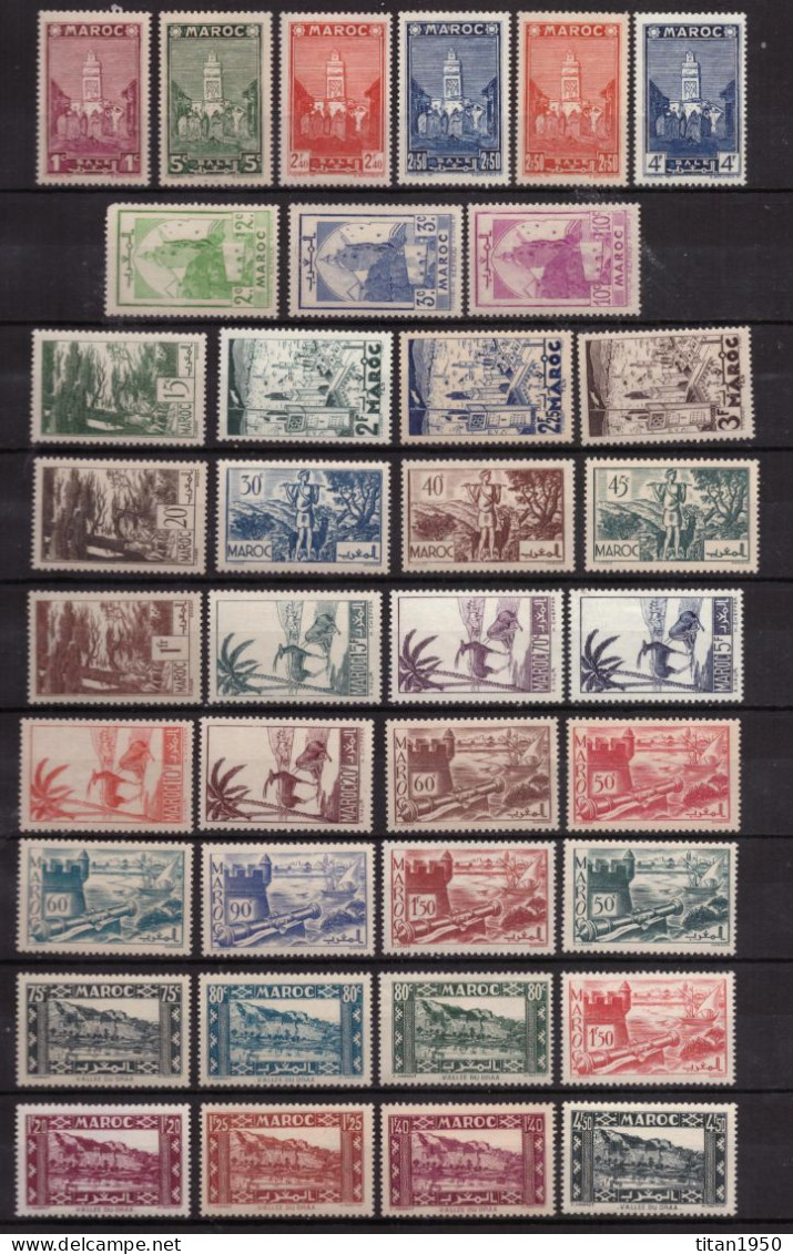 MAROC - Paysages & Monuments - 1939-1942 - Série Complète De 37 Tmbres Neufs ** - Cote  51 € - Unused Stamps