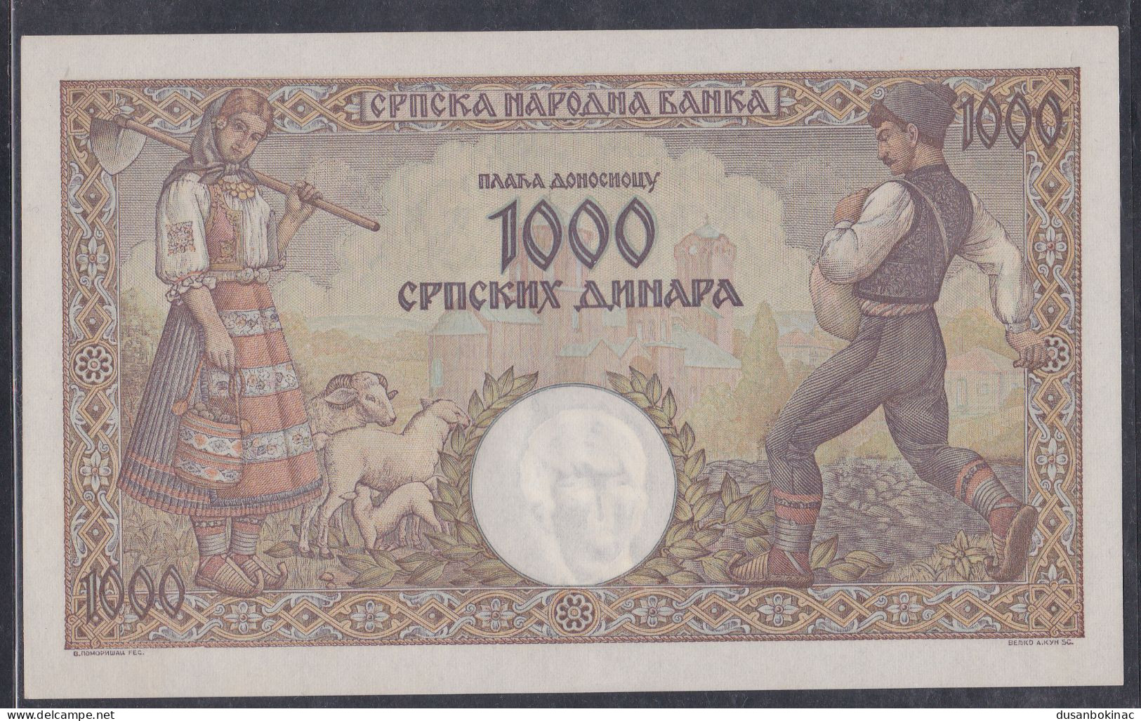 1000 Dinara 1942 Unc - Yugoslavia