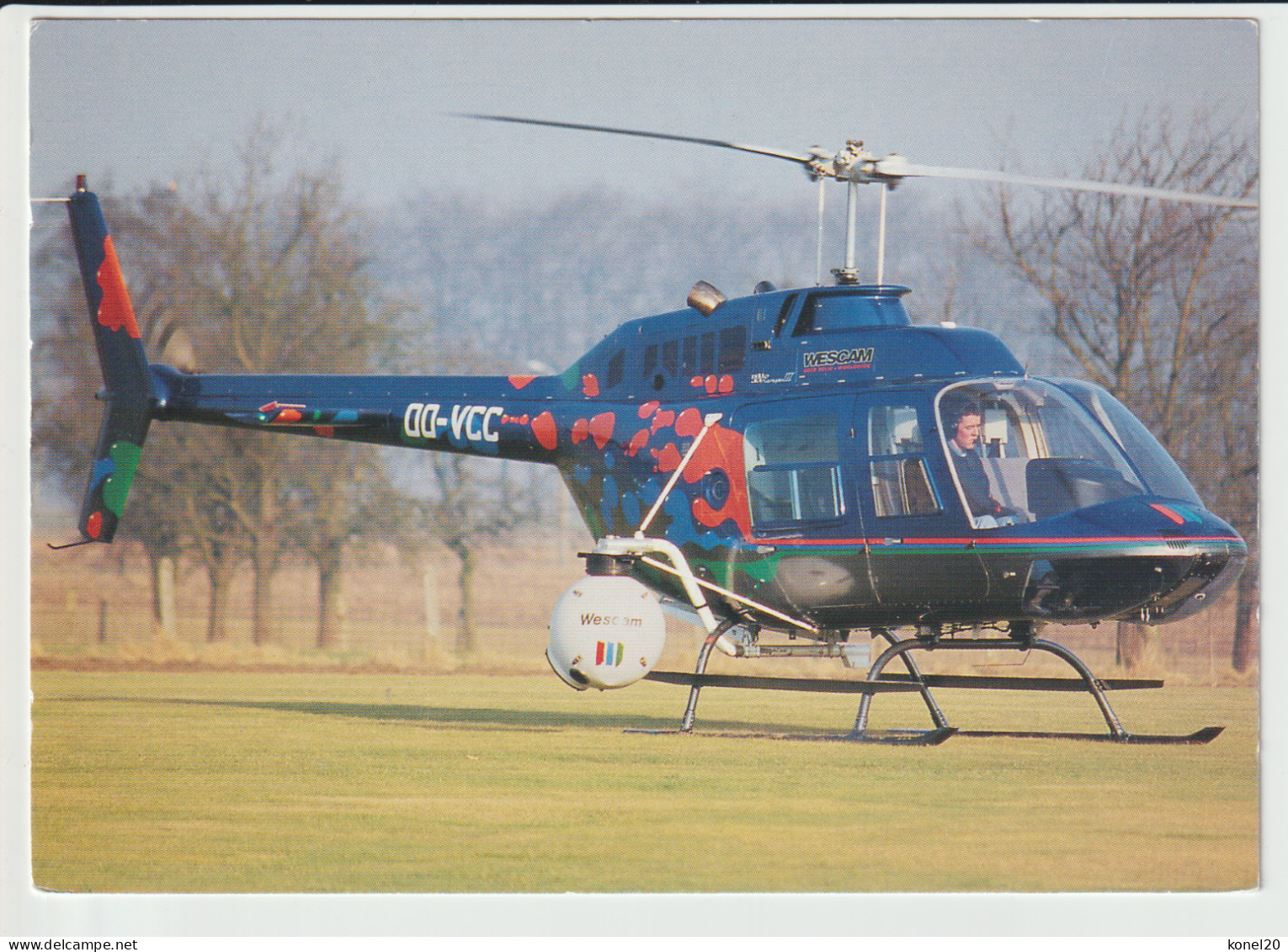 Vintage Promotioncard Belgian OO-VCC - Bell - 206BIII JetRanger Helikopter Webcam Rentals - 1919-1938: Entre Guerres