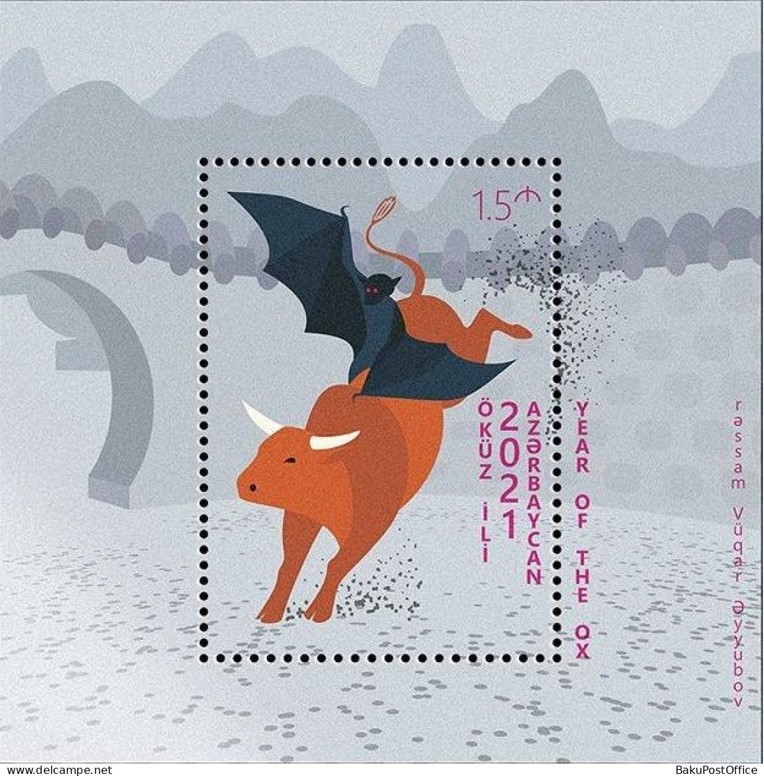 Azerbaijan Stamps 2021 YEAR OF THE OX 2021 Souvenir Sheet - Azerbaijan