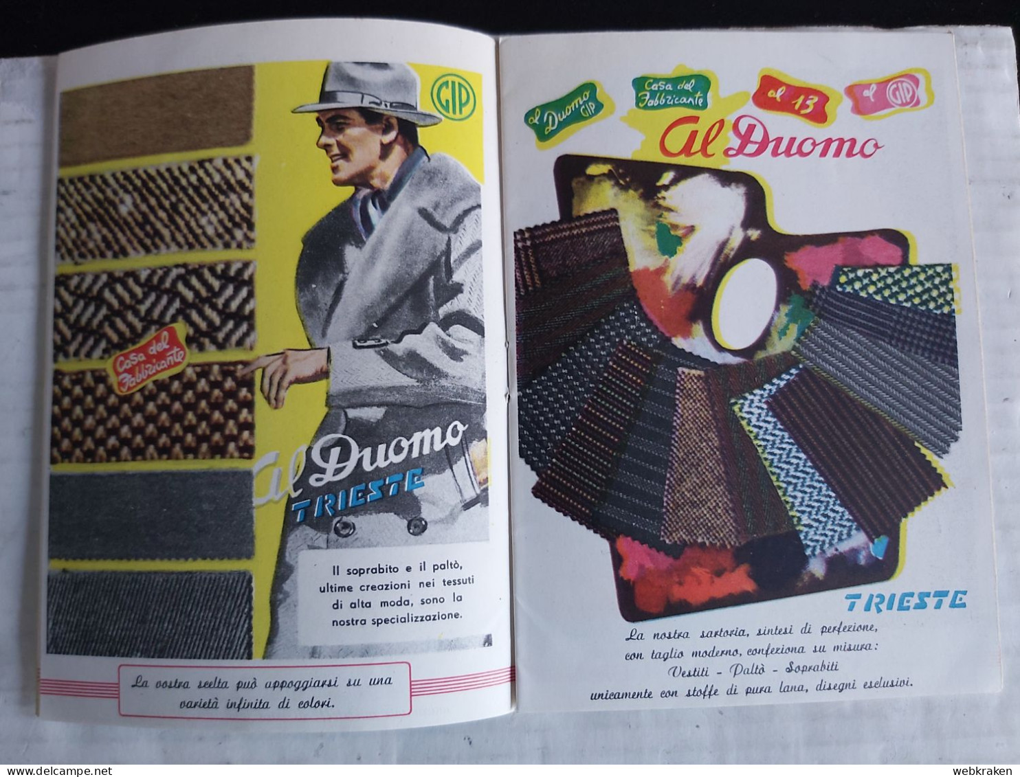 PICCOLO CATALOGO VENDITA TESSUTI VESTITI MAGAZZINO AL DUOMO TRIESTE - Werbung