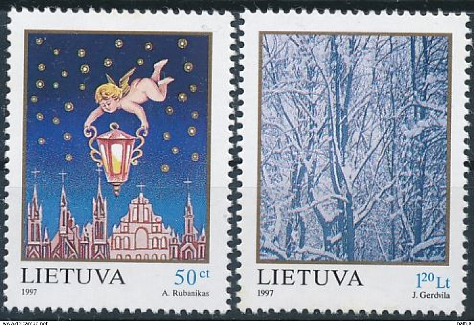 Mi 655-656 ** MNH / Christmas, Angel, Winter Forest - Lituania