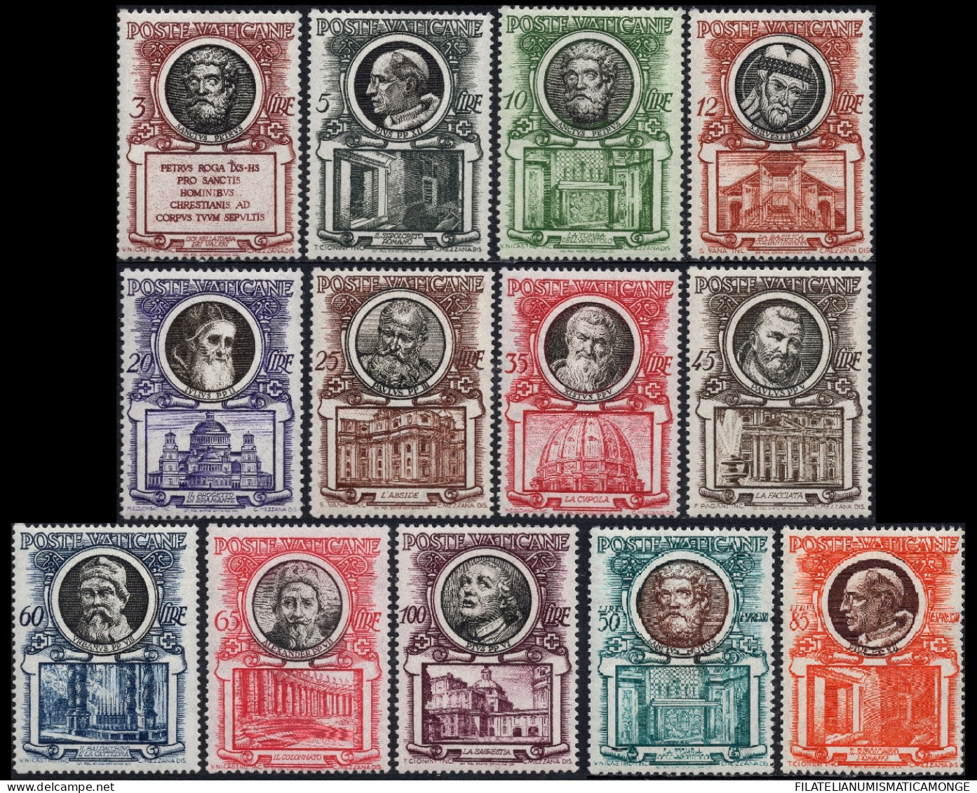 Vaticano 1953 Correo 176/86+U **/MNH Papas. (13 Sellos) - Nuevos