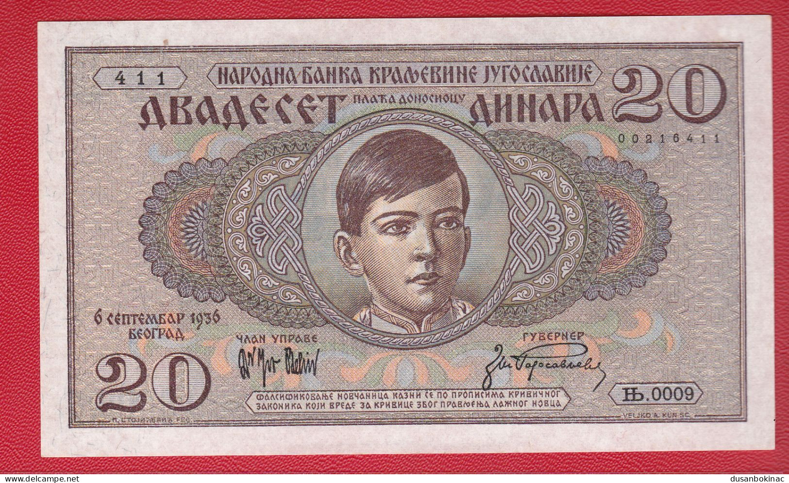 20 Dinara 1936 Unc - Joegoslavië