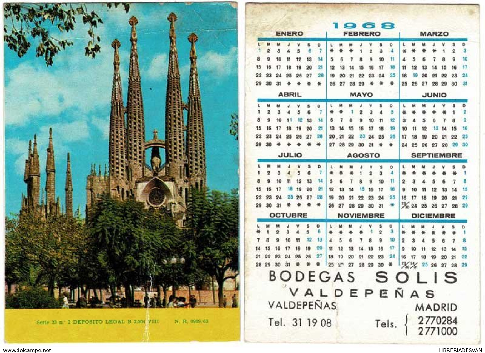 Calendario De Bolsillo Sagrada Familia 1968 Serie 23 No. 2 - Altri & Non Classificati