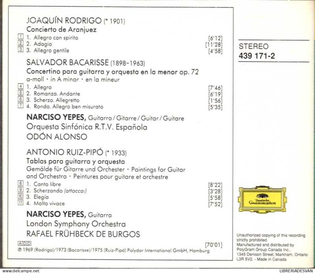 Narciso Yepes - Guitarra Española Vol. 3. CD - Classical