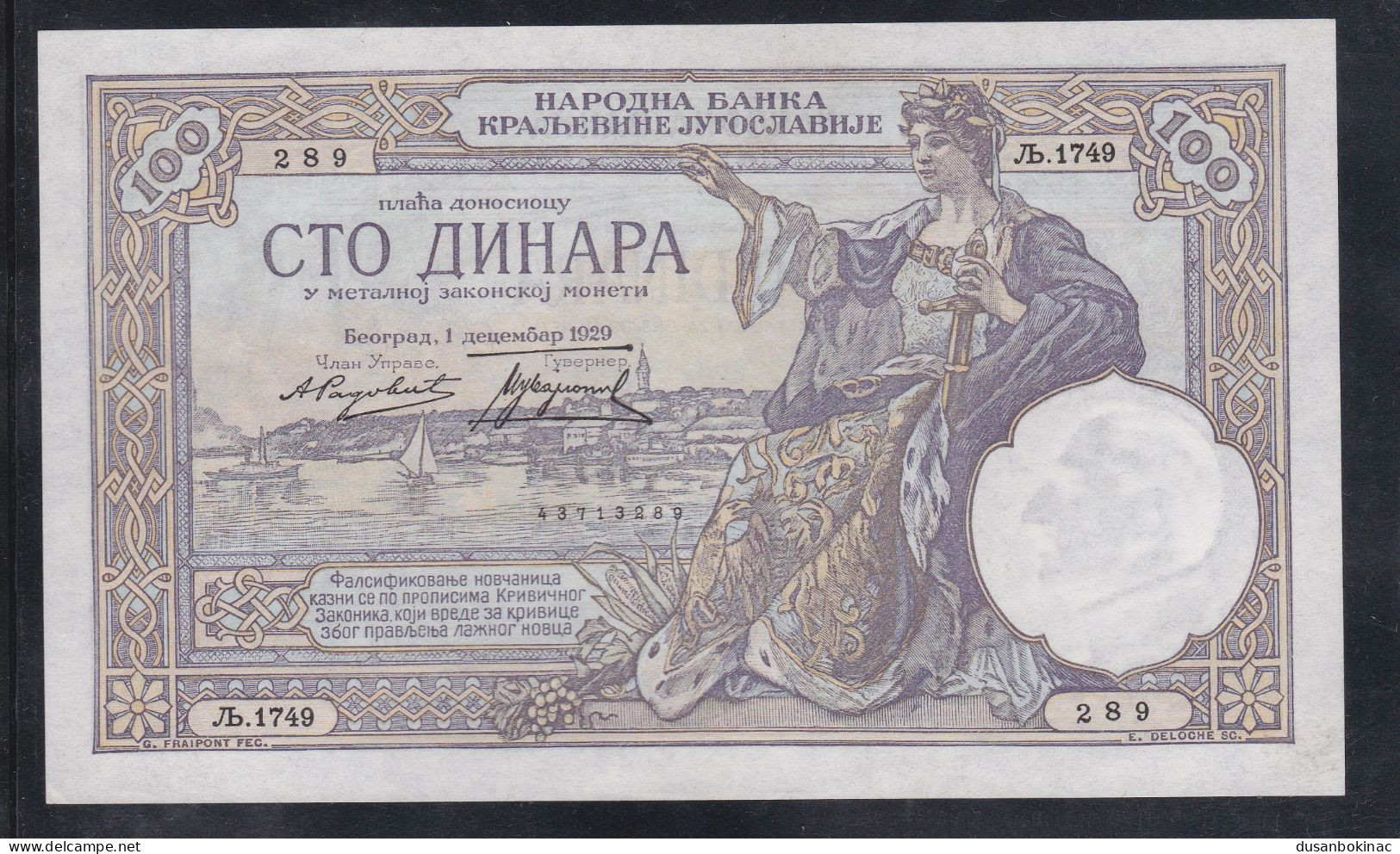 100 Dinara 1929 Unc - Jugoslawien