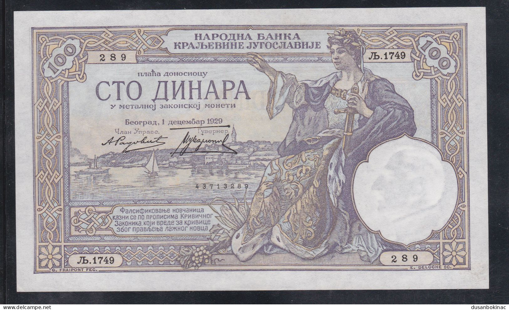 100 Dinara 1929 Unc - Yougoslavie