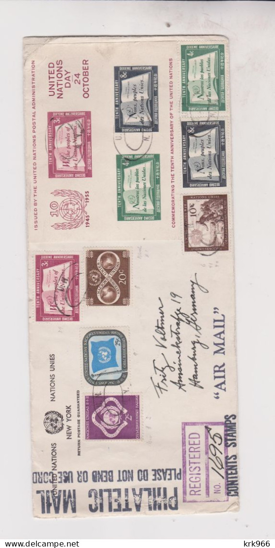 UNITED NATIONS  NEW YORK 1955 Nice Registered Airmail Cover With Rare Sheet  To Germany - Brieven En Documenten