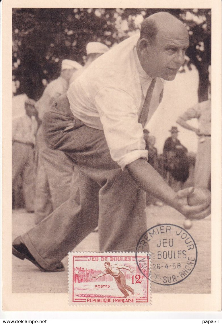 JEU DE BOULES  Avec Le Timbre Jeu De Boules  1958 - Petanque
