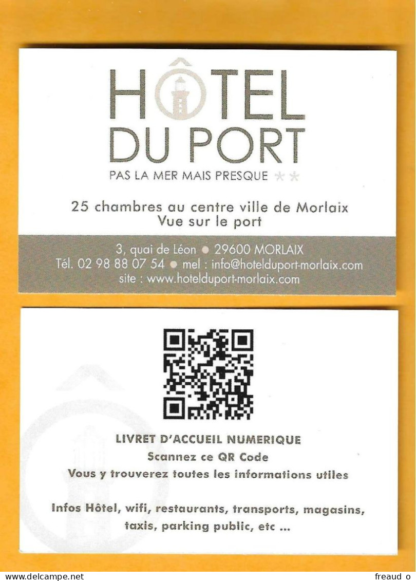 Carte De Visite HÔTEL DU PORT - 29600 MORLAIX - Otros & Sin Clasificación