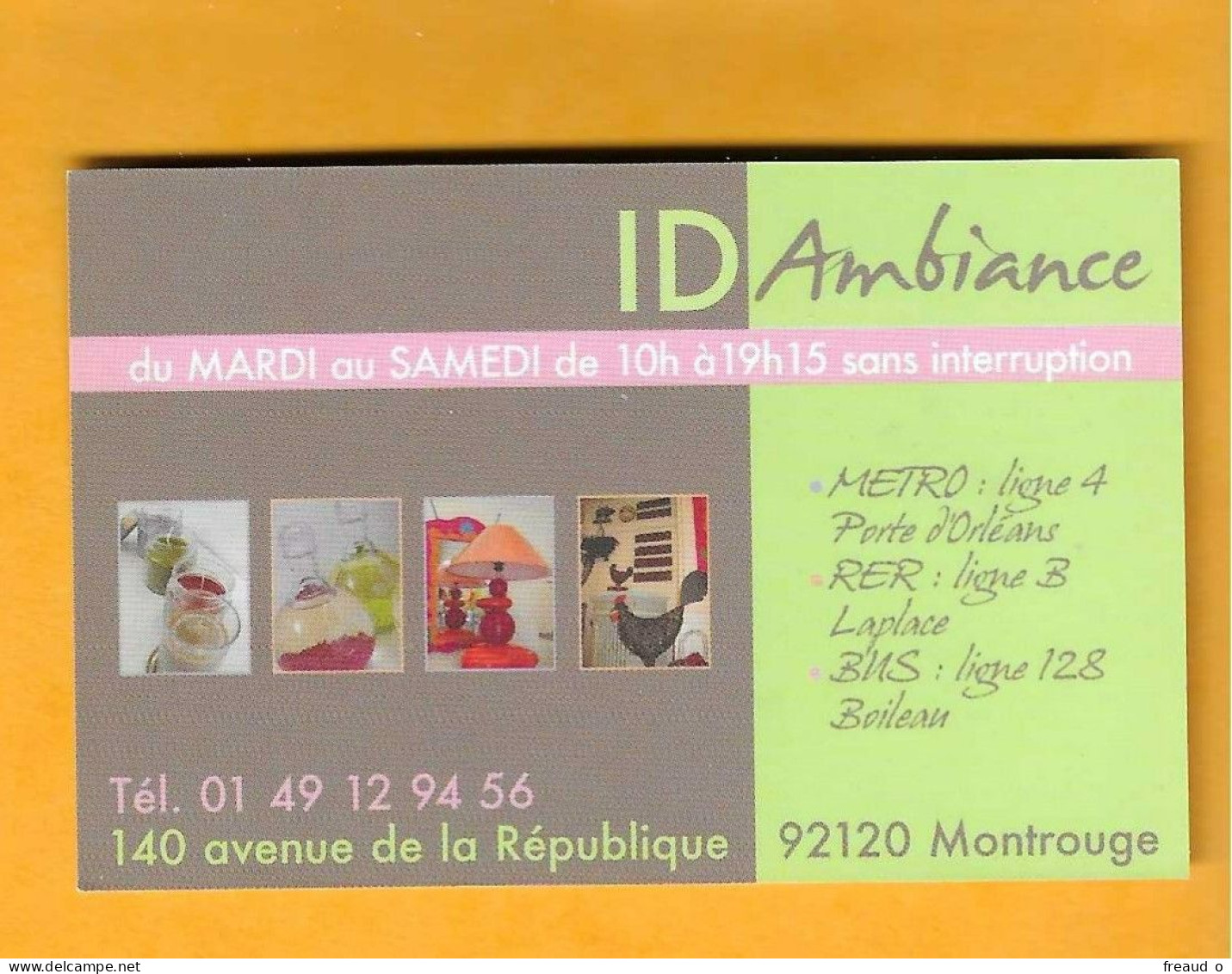Carte De Visite ID Ambiance - 92120 Montrouge - - Sonstige & Ohne Zuordnung