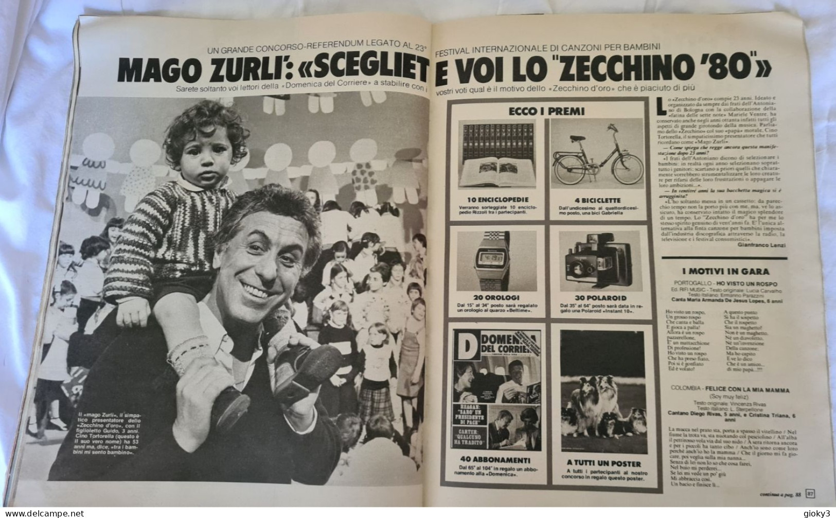 ARTICOLO DI GIORNALE SU MAGO ZURLI' ZECCHINO D'ORO 1980 - Otros