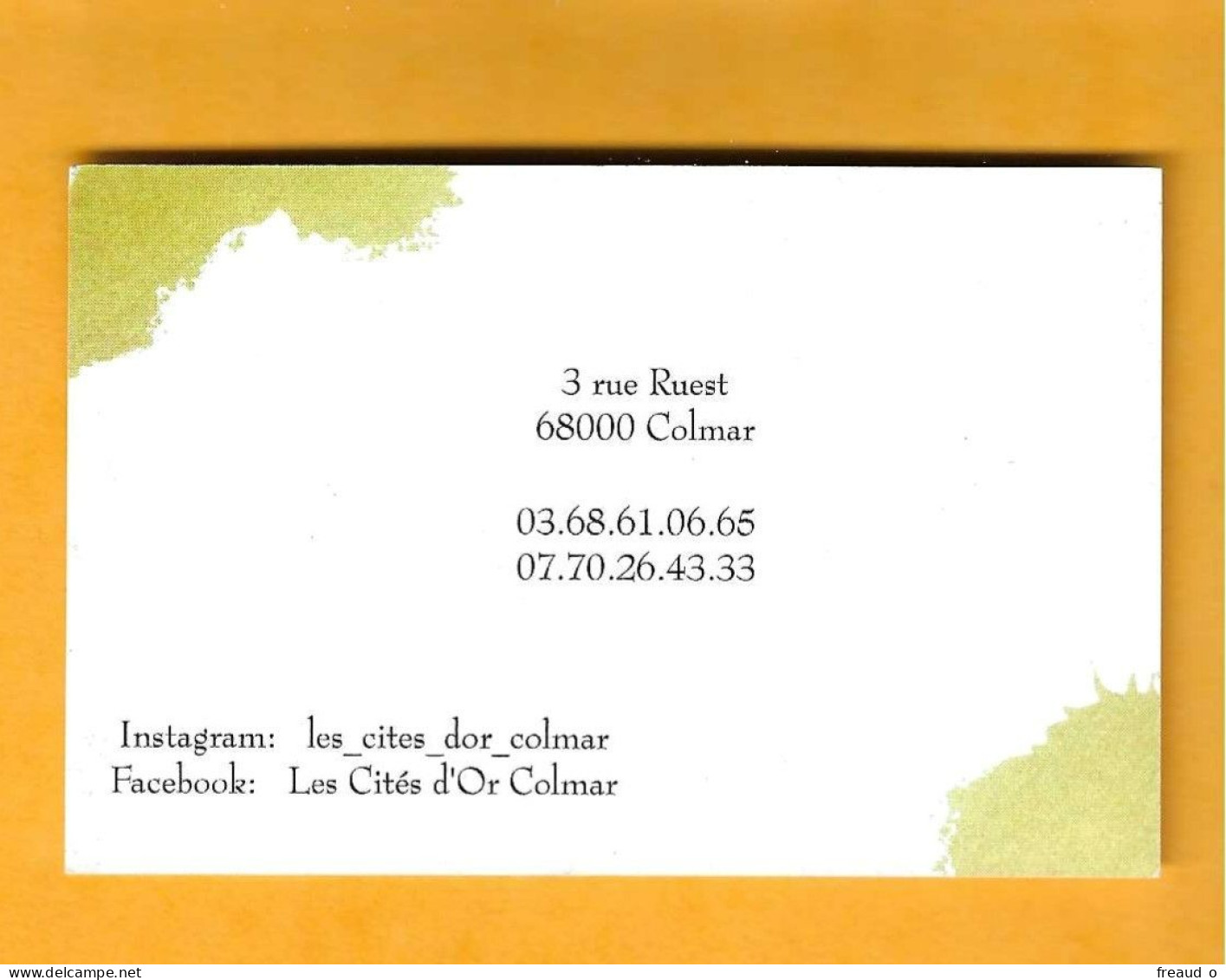 Carte De Visite Les Cités D'Or - 68000 Colmar - - Other & Unclassified