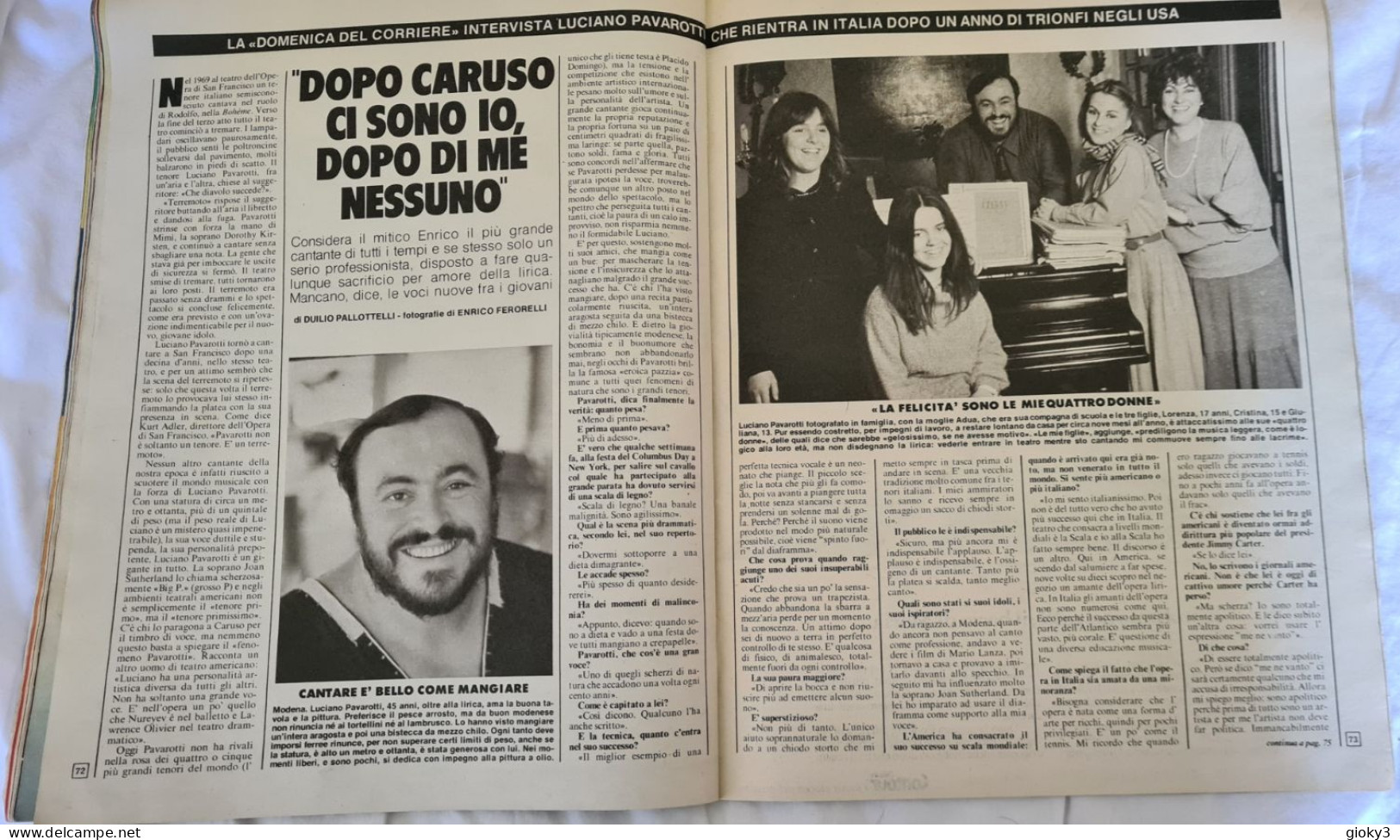 ARTICOLO GIORNALE SU LUCIANO PAVAROTTI 1980 - Otros