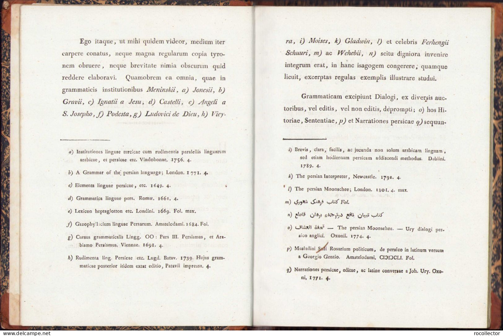 Grammatica Linguae Persicae Accedunt Dialogi, Historiae, Sententiae Et Narrationes Persicae De Franz Von Dombay 1804 - Dictionnaires