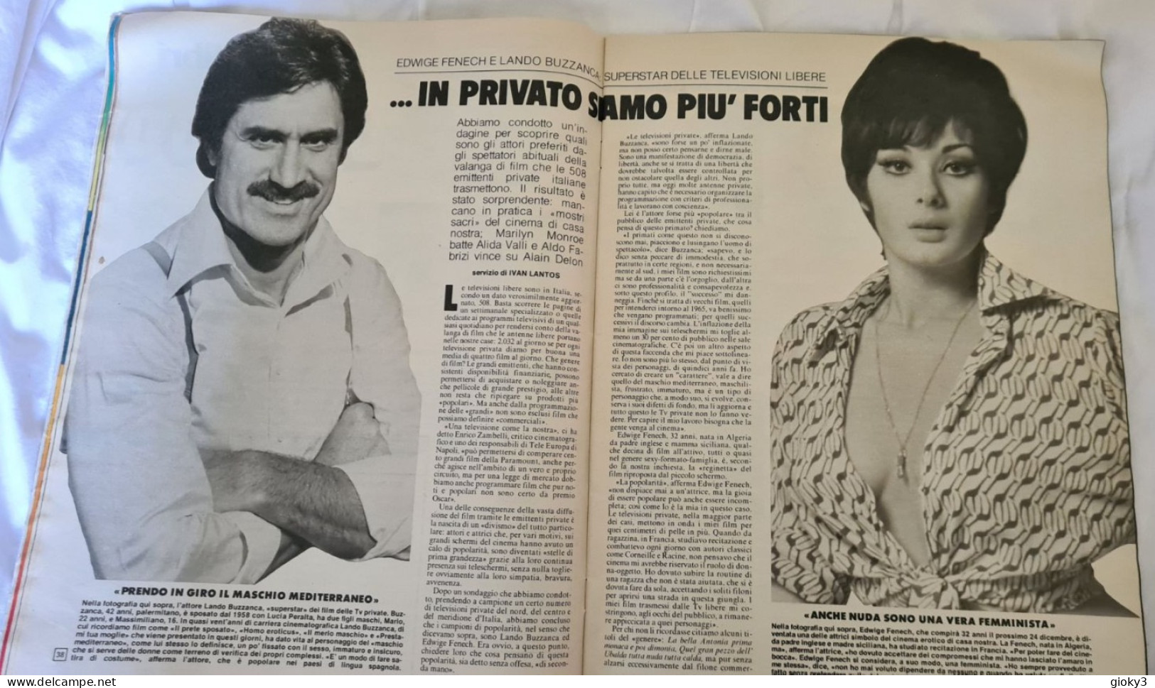 ARTICOLO GIORNALE SU LANDO BUZZANCA ED EDVIGE FENECH 1980 - Autres Formats