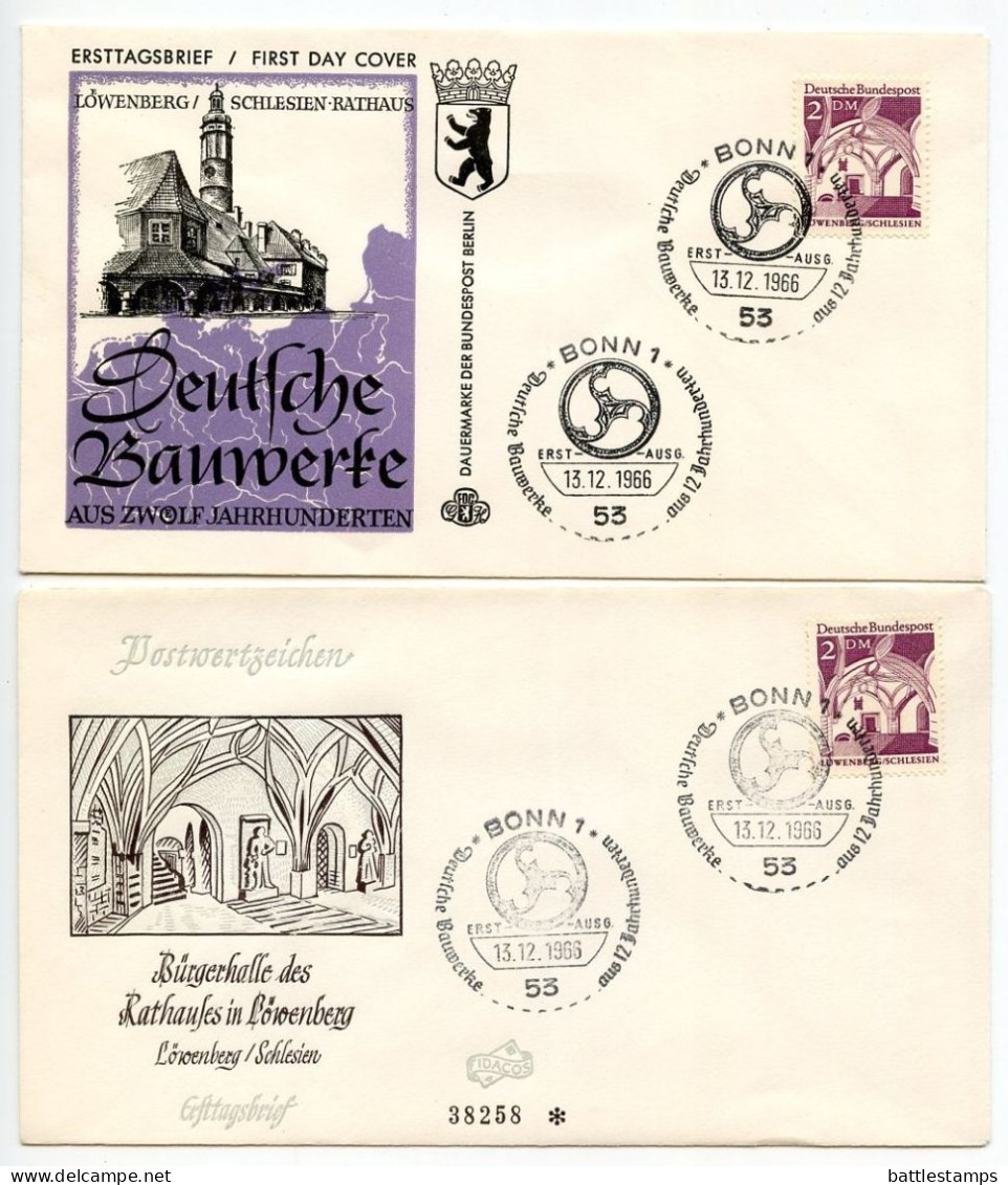 Germany, West 1966-69 28 FDCs Scott 936-951 German Architecture from Mix of Towns