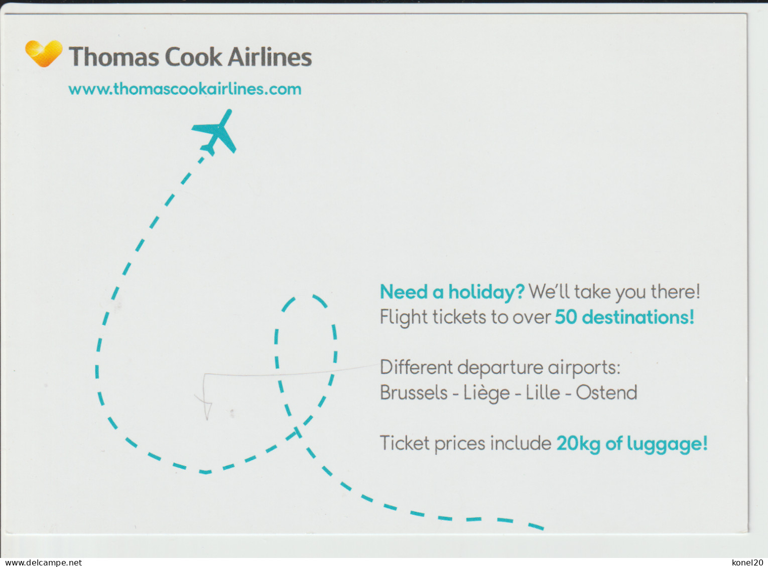 Vintage Promotioncard Thomas Cook Airlines Airbus A320 Aircraft Inflight From Belgian Cities - 1919-1938: Between Wars