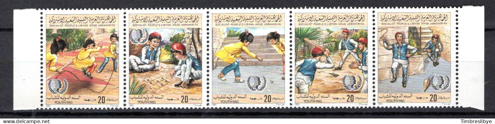 LIBYA 1.5.1985; Année De La Jeunesse; Michel-N° 1520 - 1524 - Tenant   ; MNH, Neuf ** - Libyen