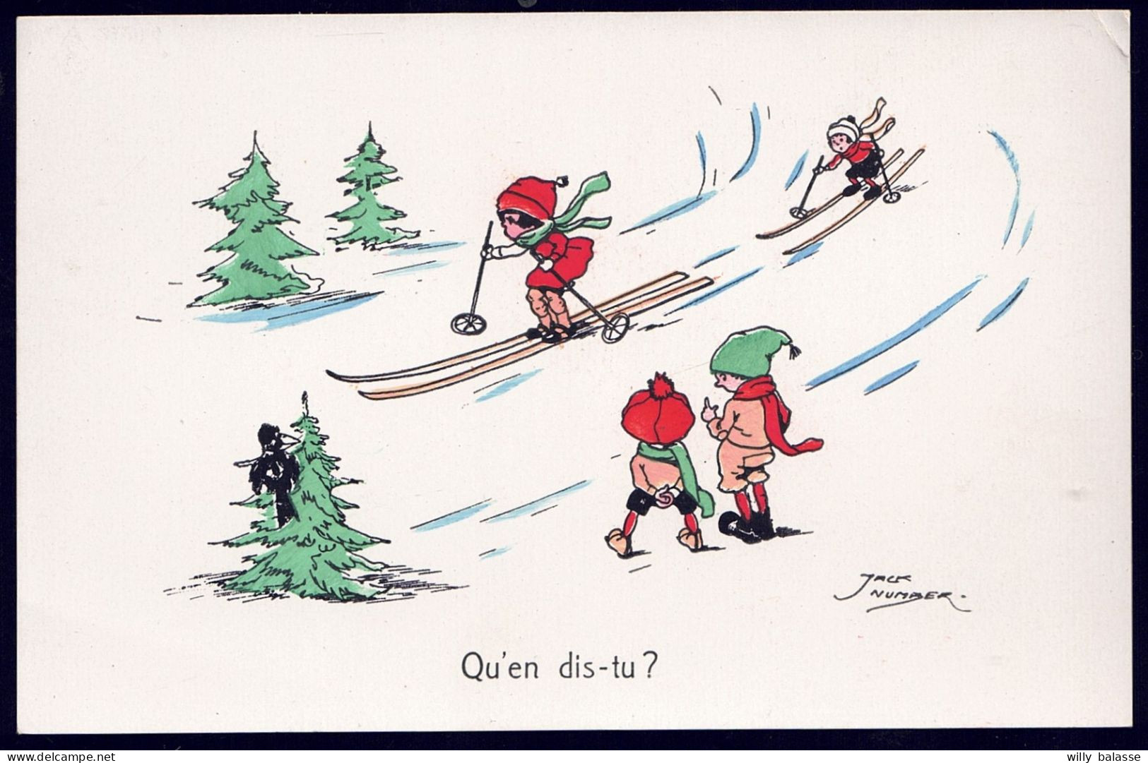 +++ CPA Fantaisie - Illustrateur J. NUMBER - Sport - Ski - Skieurs  // - Number, Jack