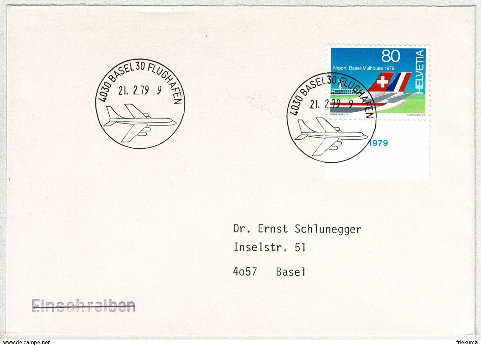 Schweiz 1979, Brief Basel Flughafen / Airport - Lettres & Documents