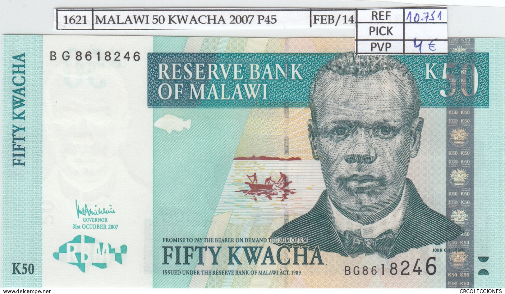 BILLETE MALAWI 50 KWACHA 2007 P-53c SIN CIRCULAR - Other - Africa