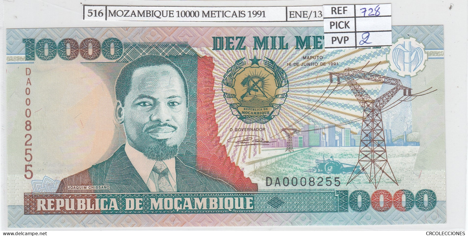 BILLETE MOZAMBIQUE 10.000 METICAIS 1991 P-137 SIN CIRCULAR - Other - Africa