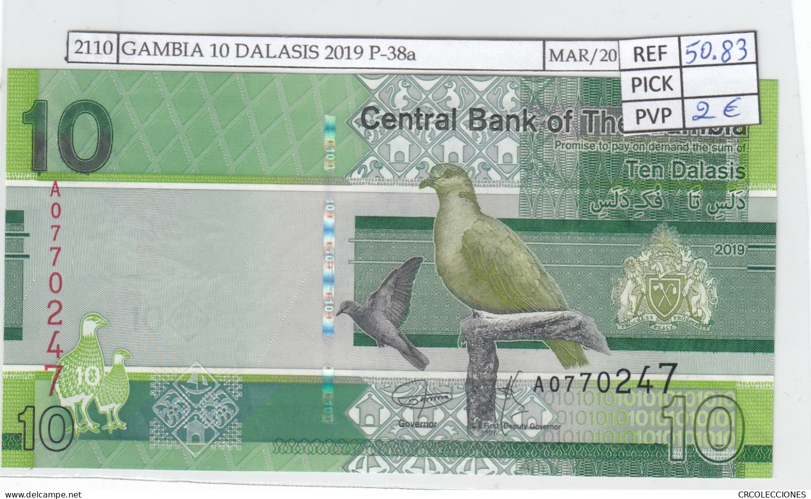 BILLETE GAMBIA 10 DALASIS 2019 P-38a SIN CIRCULAR - Autres - Afrique