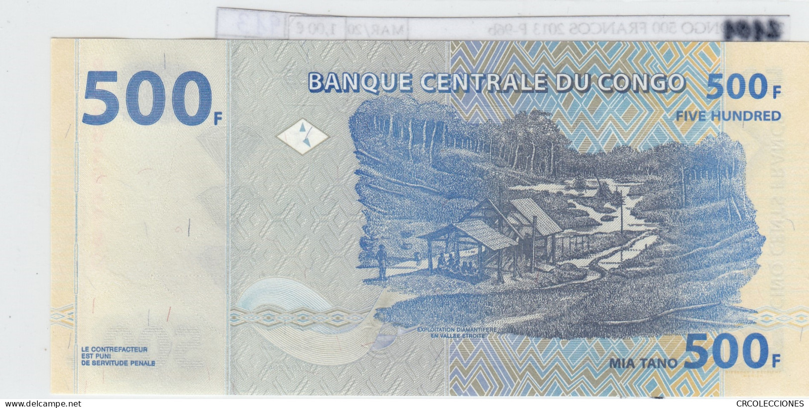 BILLETE CONGO 500 FRANCOS 2013 P-96b SIN CIRCULAR - Autres - Afrique