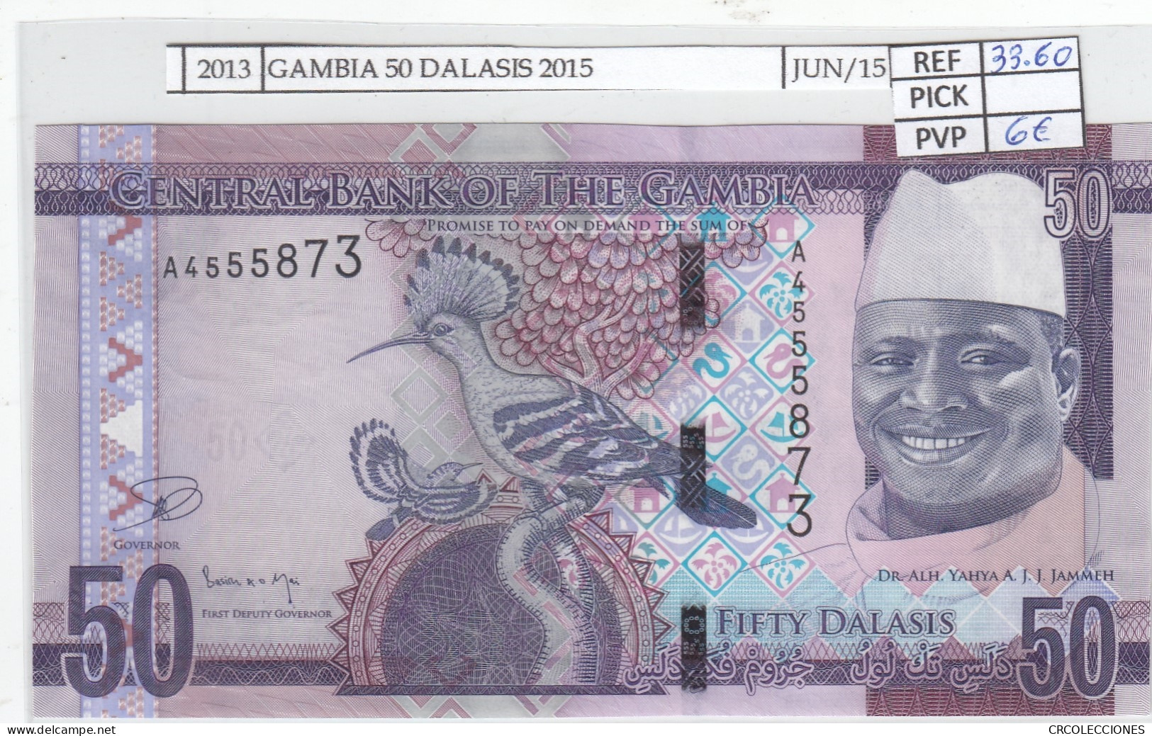 BILLETE GAMBIA 50 DALASIS 2015 P-34a SIN CIRCULAR - Other - Africa