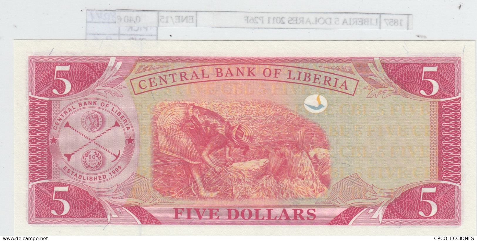 BILLETE LIBERIA 5 DOLARES 2011 P-26g SIN CIRCULAR - Autres - Afrique