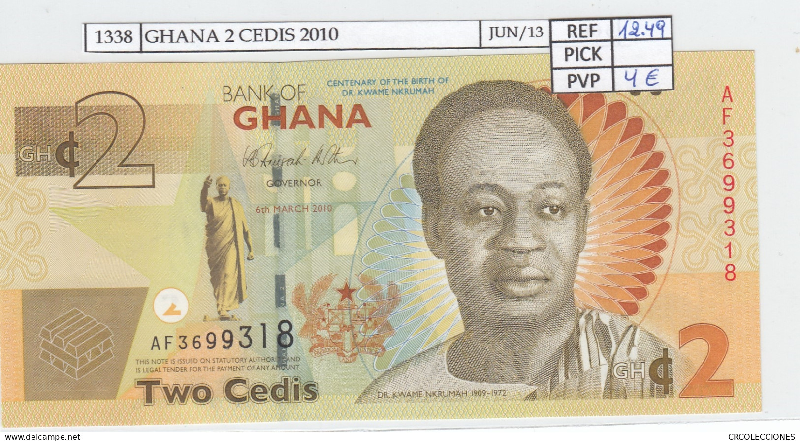 BILLETE GHANA 2 CEDIS 2010 P-37Аa SIN CIRCULAR - Sonstige – Afrika