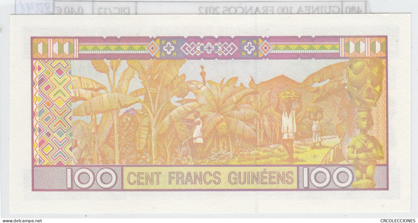 BILLETE GUINEA 100 FRANCOS 2012 P-35b SIN CIRCULAR - Autres - Afrique