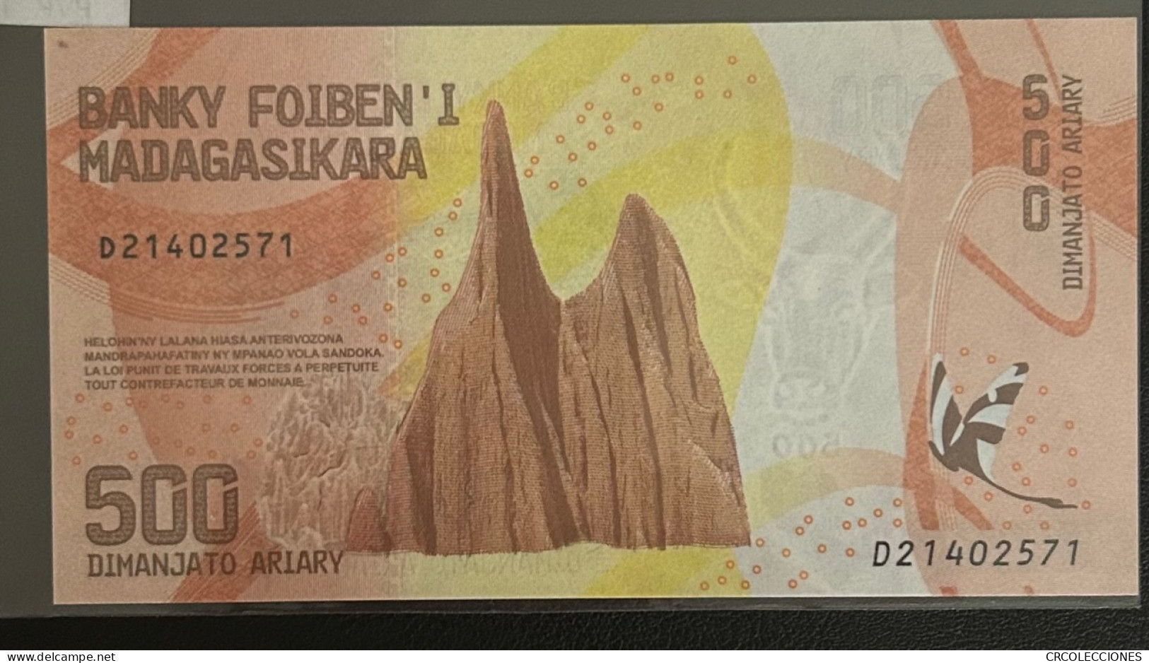 BILLETE MADAGASCAR 500 ARIARY 2017 P-99a SIN CIRCULAR - Autres - Afrique