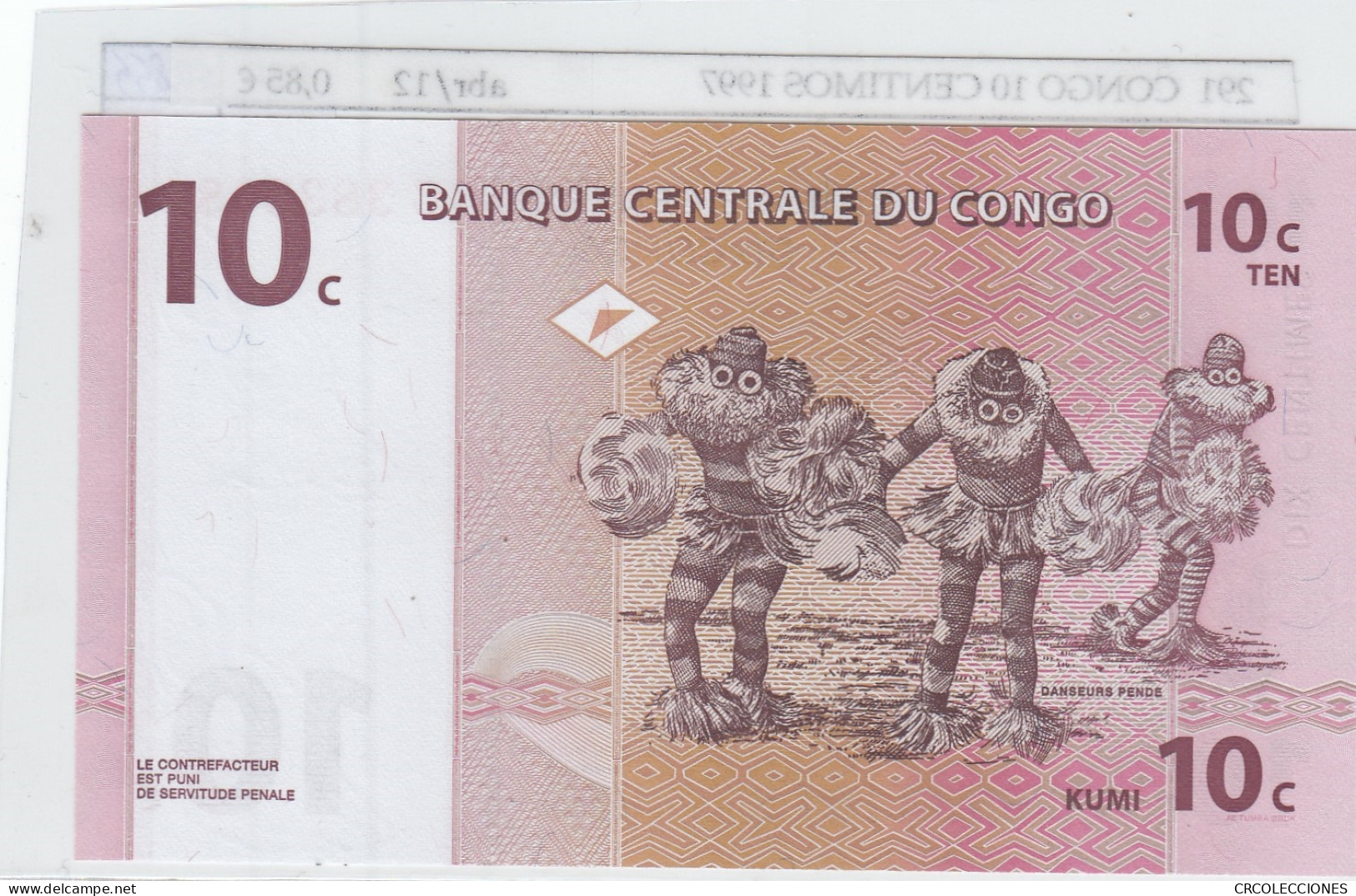 BILLETE CONGO 10 CENTIMOS 1997 P-82a SIN CIRCULAR - Autres - Afrique