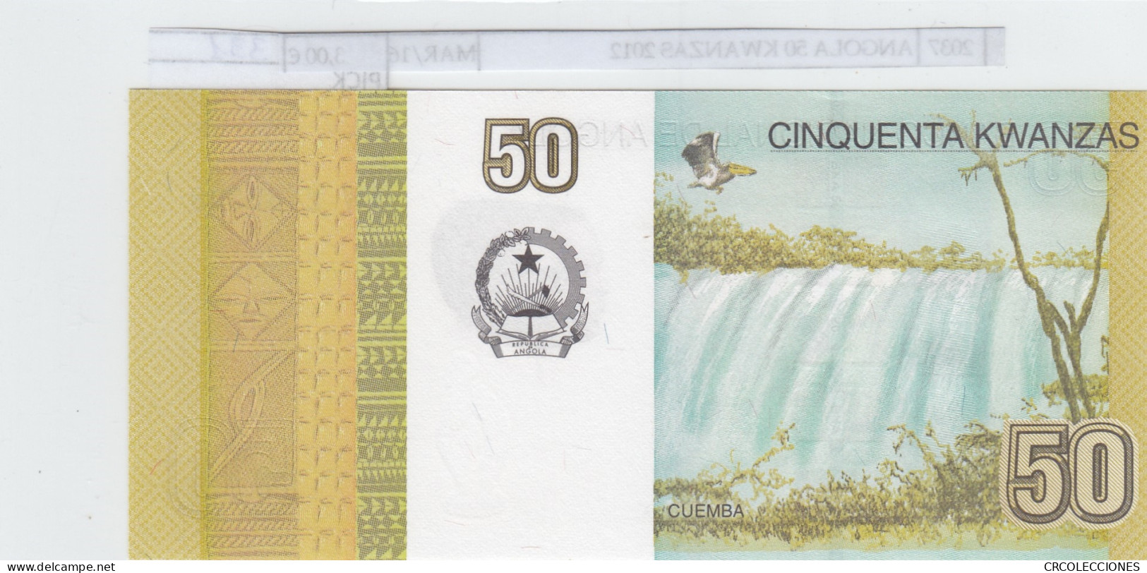 BILLETE ANGOLA 50 KWANZAS 2012 P-152 SIN CIRCULAR - Autres - Afrique