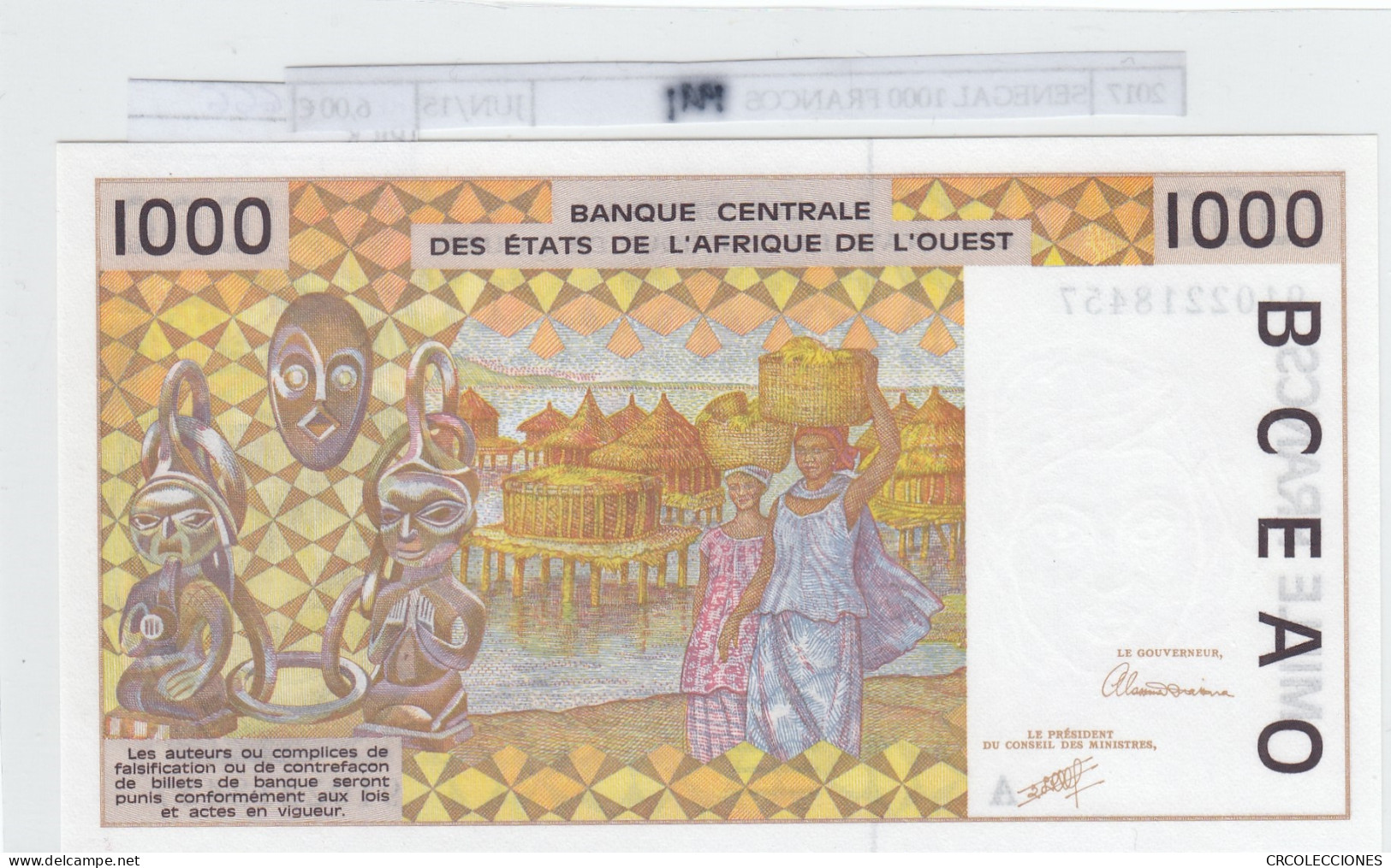 BILLETE AFRICA OCC. FRAN. 1000 FRANCOS 1991 SIN CIRCULAR  - Autres - Afrique