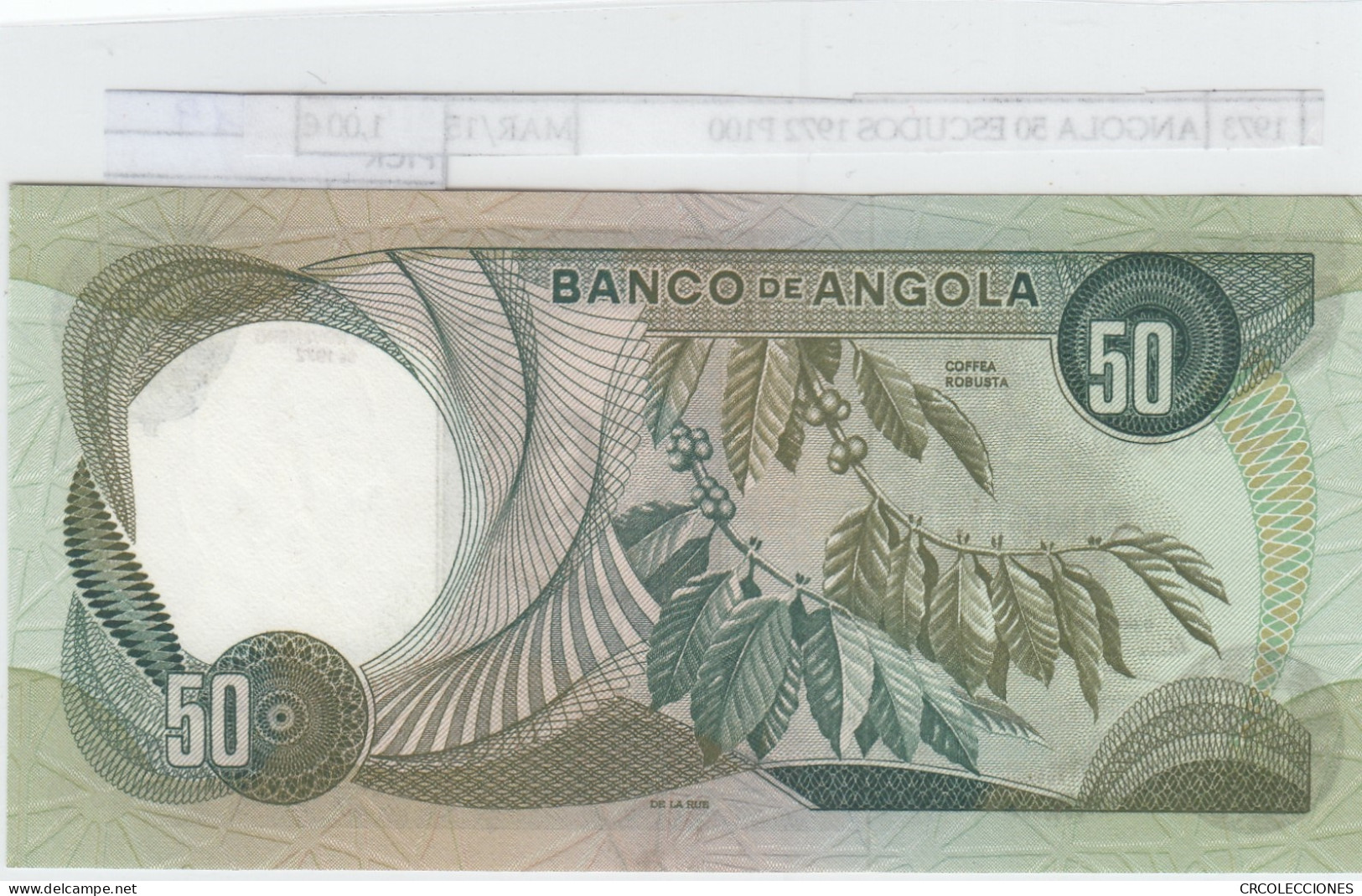 BILLETE ANGOLA 50 ESCUDOS 1972 P-100 SIN CIRCULAR CON DOBLEZ CENTRAL - Autres - Afrique