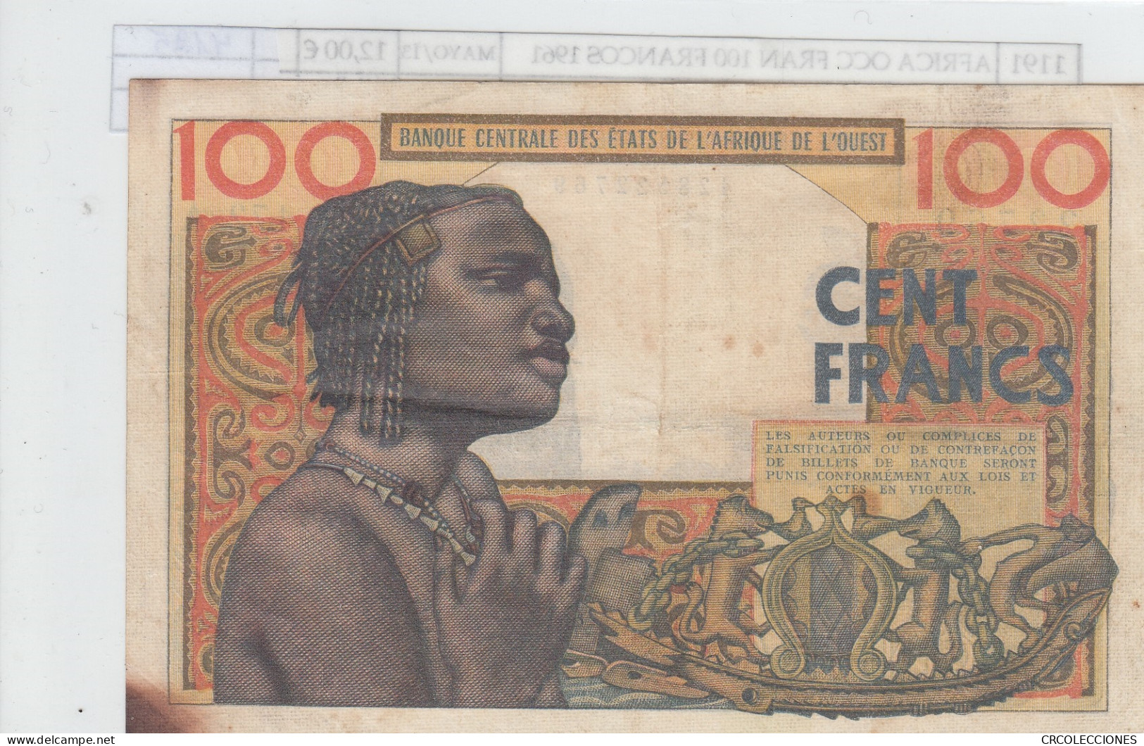 BILLETE AFRICA OCC SENEGAL 100 FRANCOS 1961 P-701 MBC-  - Autres - Afrique