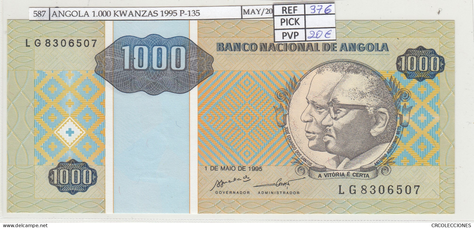 BILLETE ANGOLA 1.000 KWANZAS 1995 P-135 SIN CIRCULAR - Sonstige – Afrika