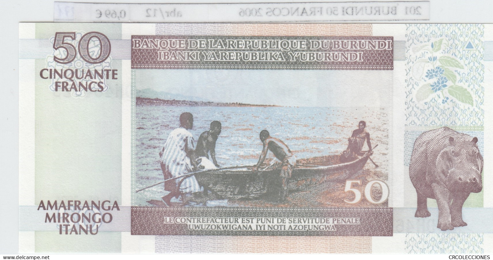 BILLETE BURUNDI 50 FRANCOS 2006 P-36f SIN CIRCULAR - Other - Africa