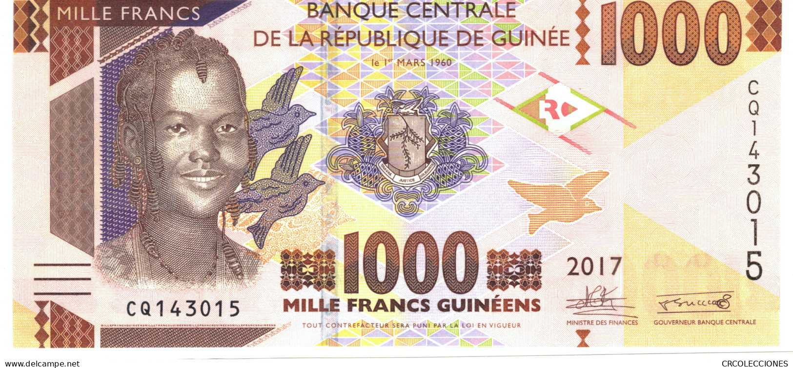 BILLETE GUINEA 1.000 FRANCOS 2017 P-48b SIN CIRCULAR - Other - Africa