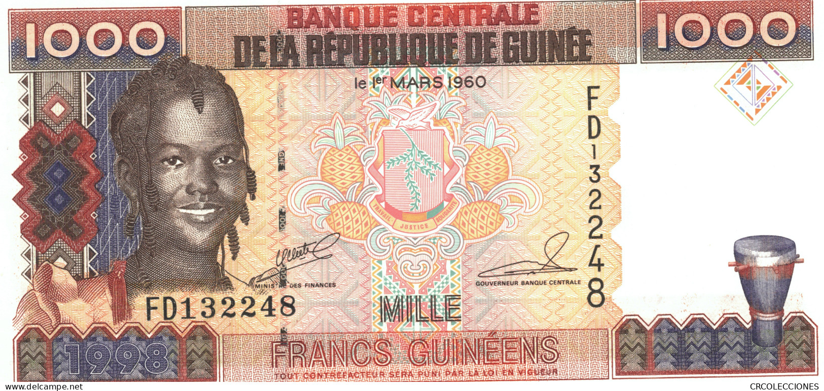 BILLETE GUINEA 1.000 FRANCOS 1998 P-37 SIN CIRCULAR - Sonstige – Afrika